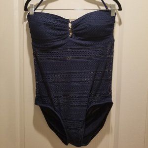 Lauren Ralph Lauren One Piece Bathing Suit in Navy Size 14